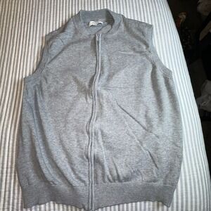 Threadbare Luxe Men's Gray Zip Front Sweater Vest Size XL Sleeveless Knit